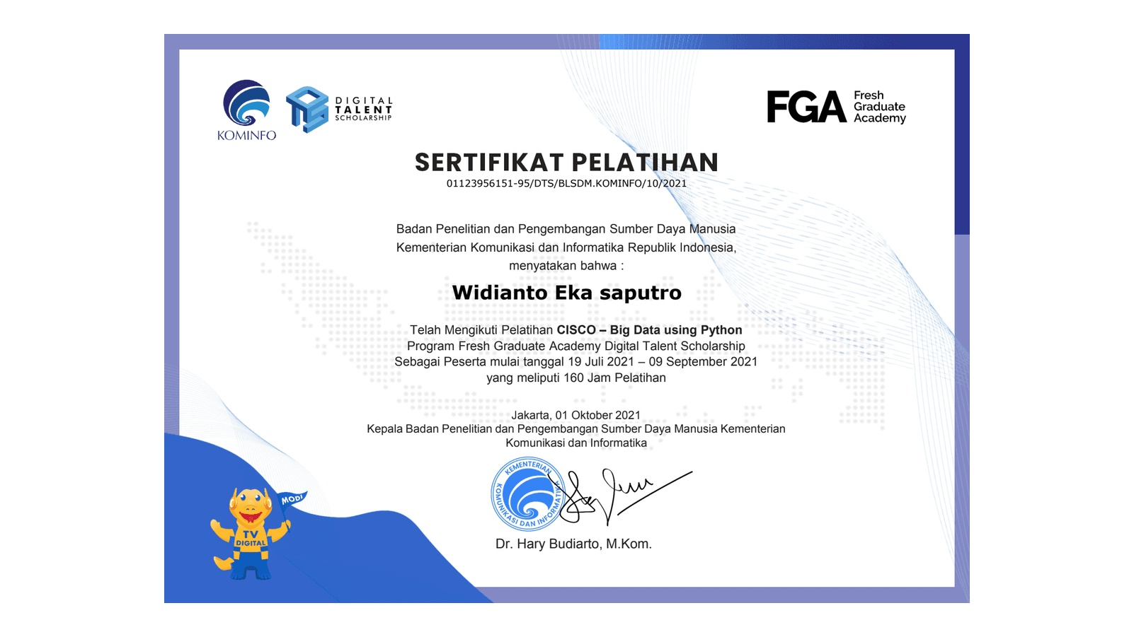 Fresh Graduate Academy Digital Talent Scholarship 2021 – CISCO Big Data using Python